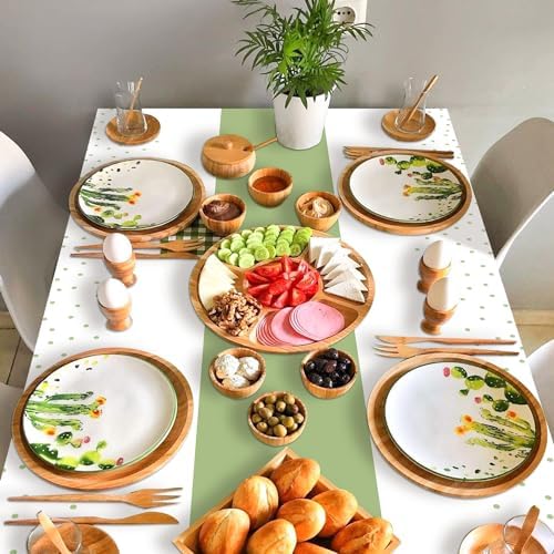 4Pcs Sage Green Tablecloths - 86x51 Rectangular Dot Covers for Home Parties