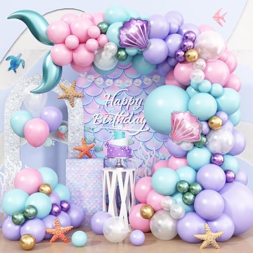 Mermaid Balloon Garland Arch Kit for Girls Party Decorations