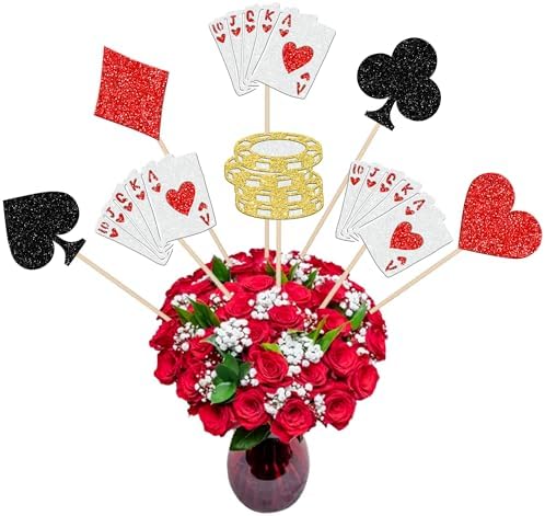 12PCS Casino Poker Centerpiece Sticks for Party Decorations