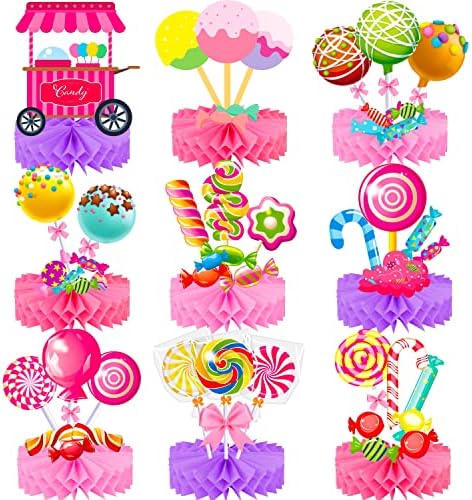 Candyland Party Table Honeycomb Centerpieces 9pcs