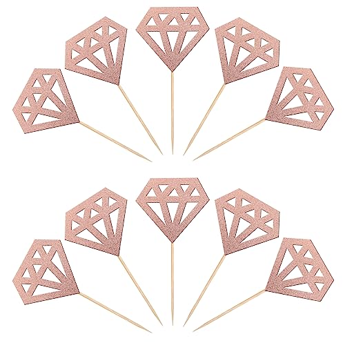 36 PCS Diamond Cupcake Toppers Rose Gold Glitter Cake Decorations