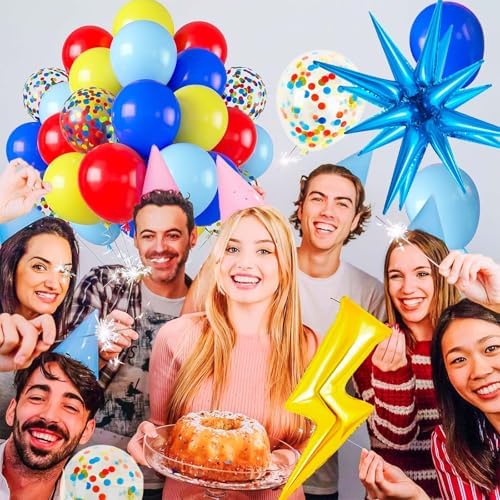 Cartoon Hedgehog Birthday Balloons with Lightning Star and Boom Star