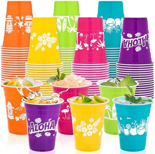 60 Piece Tropical Luau Cups for Parties