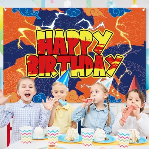 Anime Yellow Birthday Party Backdrop 7x5ft