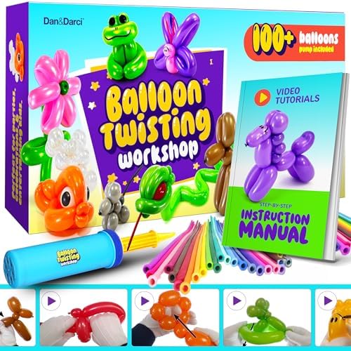 DanDarci Balloon Twisting Kit with Pump for Kids