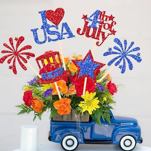 12 PCS 4th of July Double Sided Firework Centerpiece Sticks