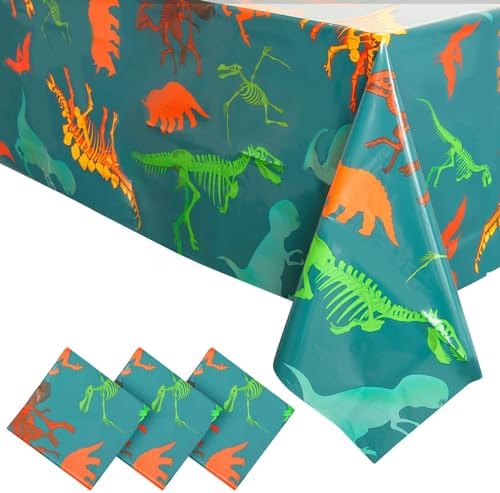 BLUE PANDA 3 Pack Dinosaur Tablecloth for Parties