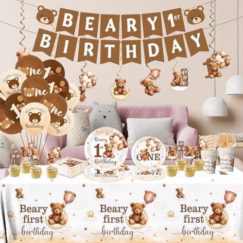 189Pcs Beary First Birthday Party Decorations Set