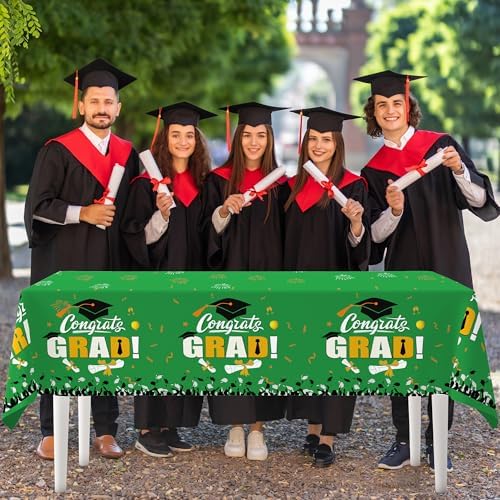 3PCS Graduation Tablecloths Congrats Grad Table Cover Blue Green