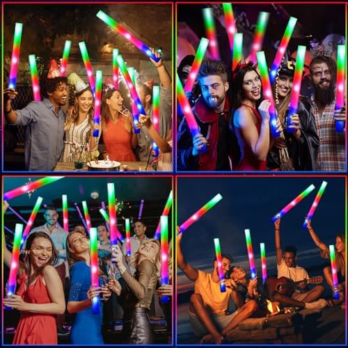 48 Pcs LED Foam Glow Sticks with 3 Modes