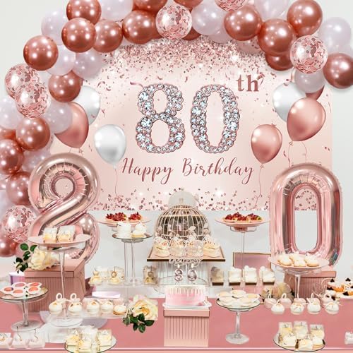 Trgowaul 80th Birthday Decor Balloon Set