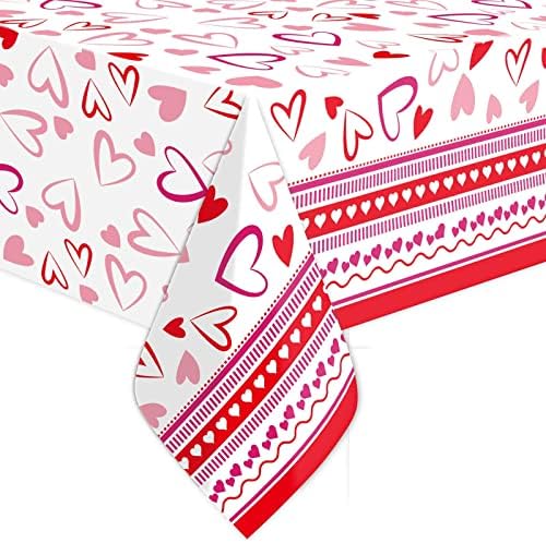 Fancy Land 3 Pack Valentine Heart Red Tablecloths 54x108 Inches