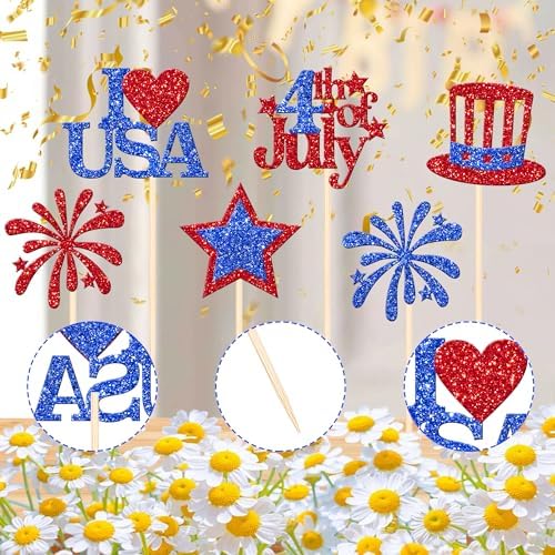 12 PCS 4th of July Double Sided Firework Centerpiece Sticks