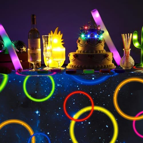 Irenare Neon Tablecloths 54x108 Inch Glow Party Decor