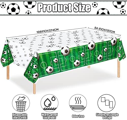 Irenare Soccer Birthday Decorations 5x3ft Backdrop and Table Cloth