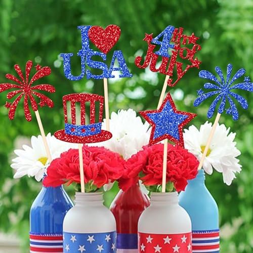 12 PCS 4th of July Double Sided Firework Centerpiece Sticks