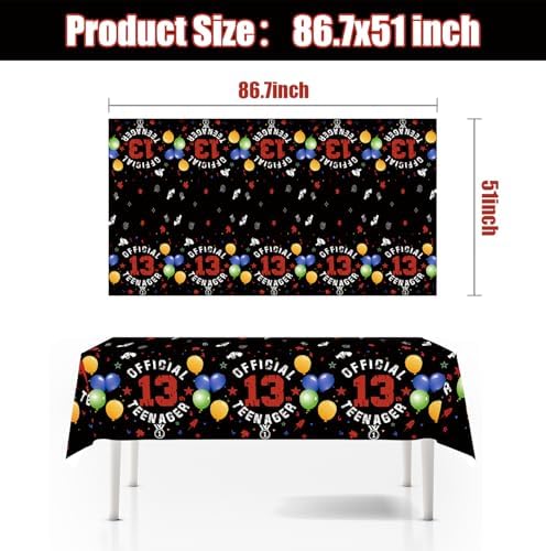 Egami 2pcs 13th Birthday Black Red Tablecloth