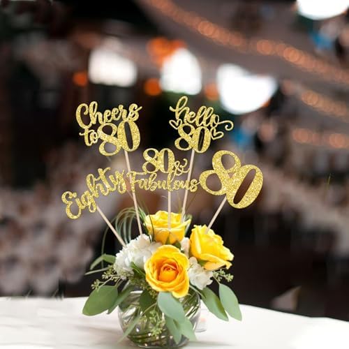15PCS Gold Glitter Birthday Centerpiece Sticks