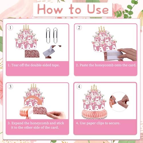 Pink Flower Birthday Decorations 8PCS Centerpiece Set