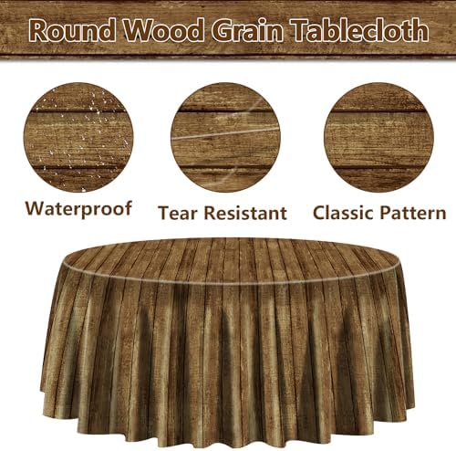 9 Pcs Wood Grain Tablecloths for Western Party Decorations