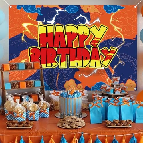 Anime Yellow Birthday Party Backdrop 7x5ft