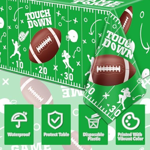 4 Pack Football Themed Tablecloths 51x86 Inch