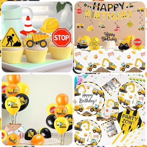 Construction Birthday Decorations 245PCS Truck Theme Party Supplies