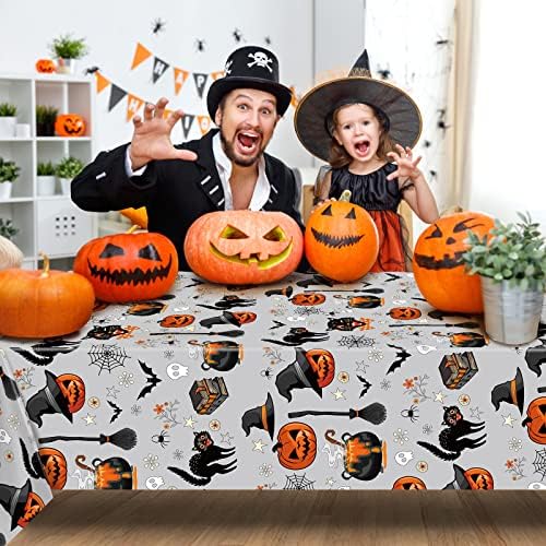 AobkDeco Halloween Tablecloth Set 3pcs Pumpkin Spider Web Bats