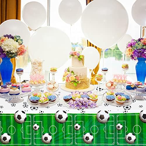 Irenare Soccer Birthday Decorations 5x3ft Backdrop and Table Cloth