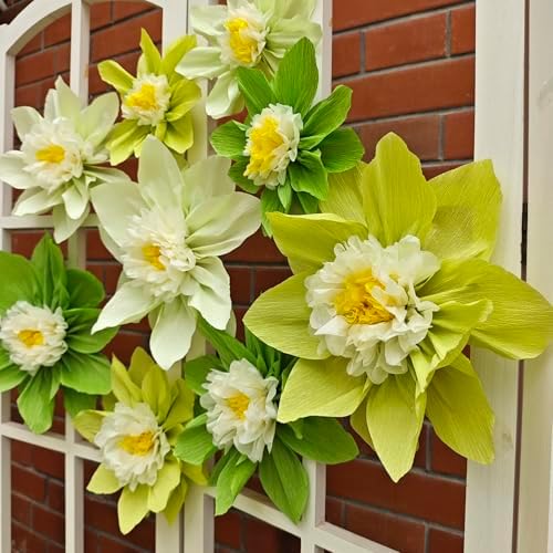 Mybbshower Crepe Paper Flowers Pack of 9 Green
