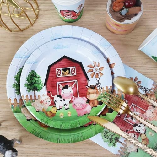 175 Pcs Farm Birthday Plates Set for 25 Guests