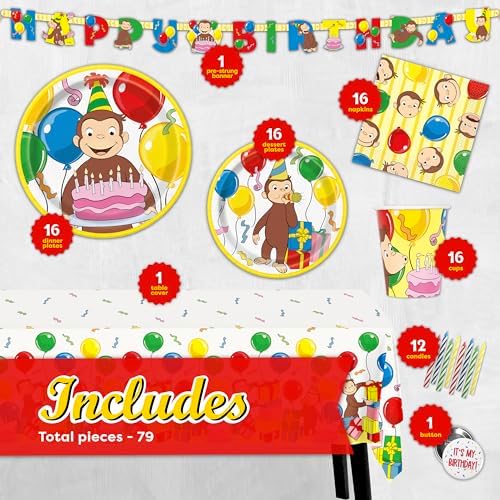 Curious George Birthday Party Pack for 16 Guests