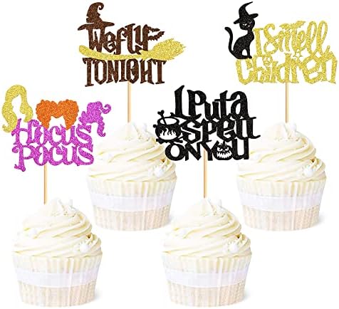 Ercadio 24 Pack Hocus Pocus Witch Hair Cupcake Toppers