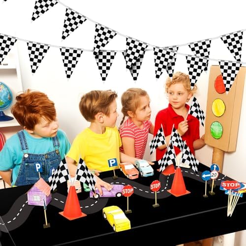 Irenare Racing Car Table Covers 3 Pcs Black 54x108 Inch