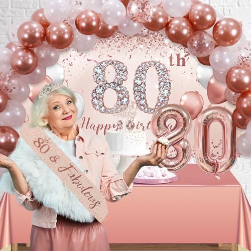 Trgowaul 80th Birthday Decor Balloon Set