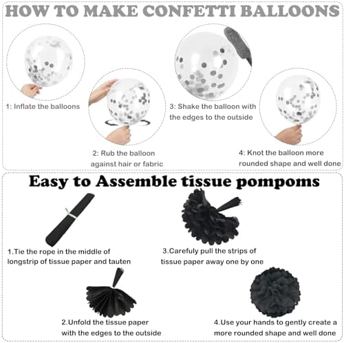 Black and Silver Birthday Decorations for Men