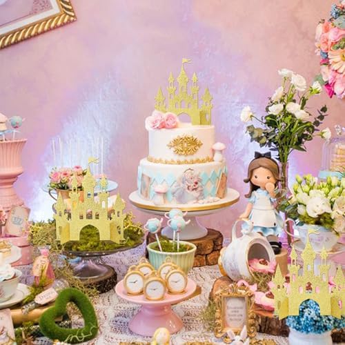 2 PCS Princess Castle Centerpieces Gold