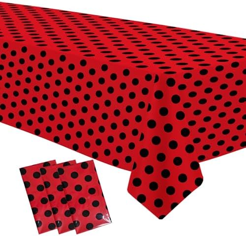 Ladybug Birthday Tablecloth Set 3-Pack 54x108 Inch