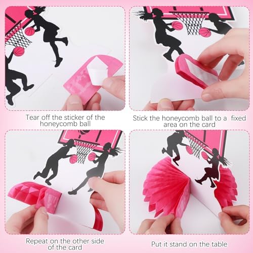 Poen 12 Pcs Pink Basketball Party Decorations