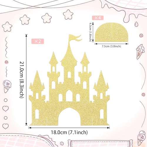 2 PCS Princess Castle Centerpieces Gold