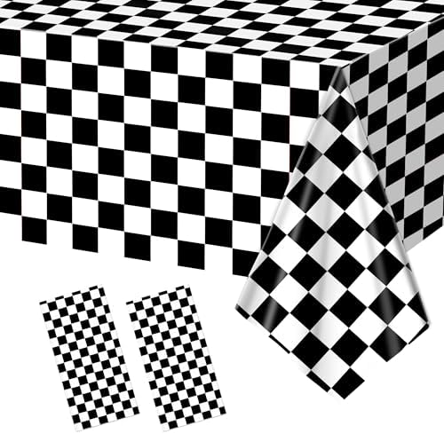 2 Pcs Checkered Tablecloth Race Car Design