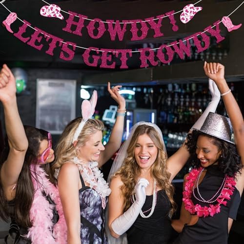 Howdy Lets Get Rowdy Cowgirl Party Decor Banner
