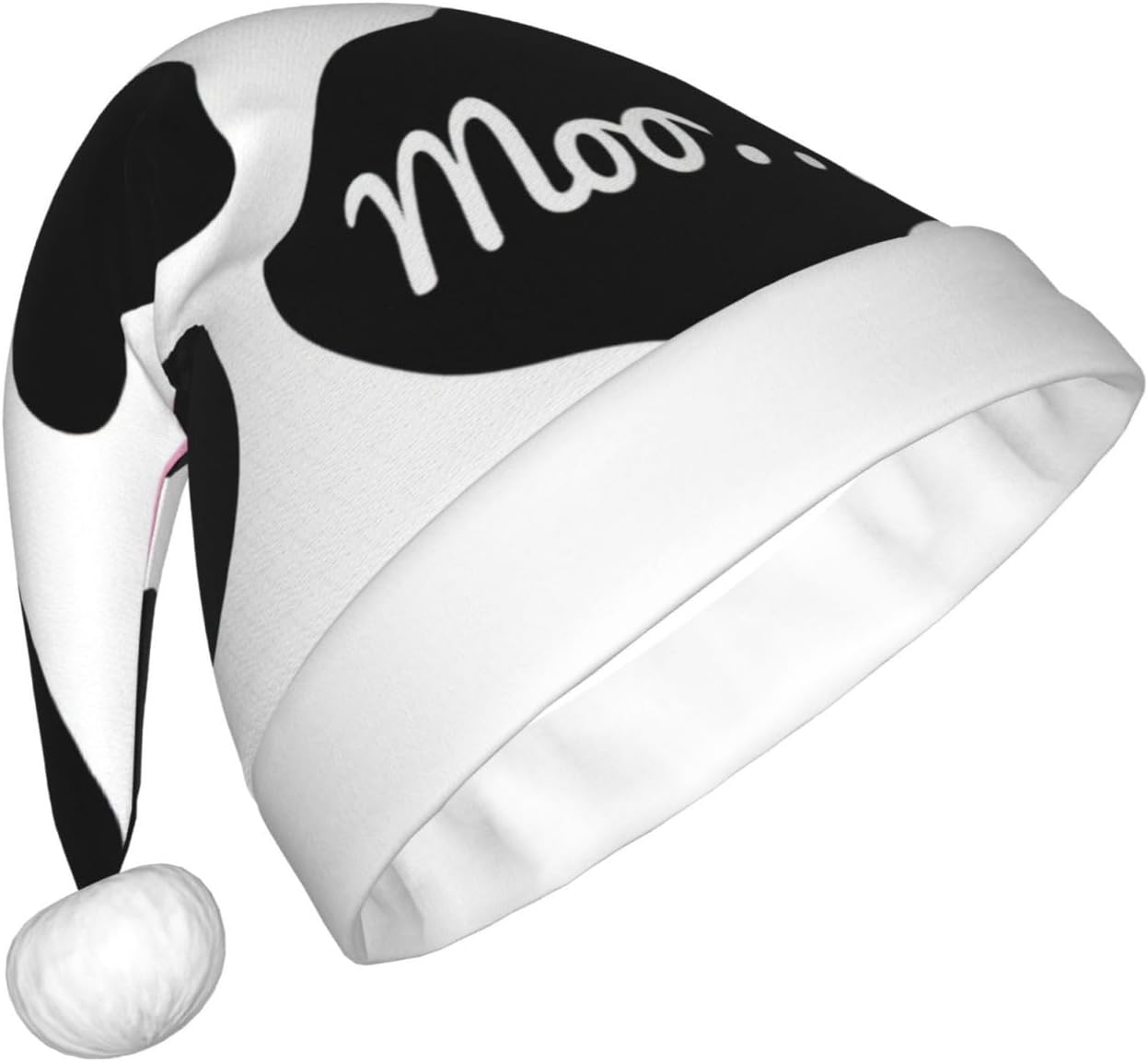 QINZHENG Personalized Santa Hat with Cow Print