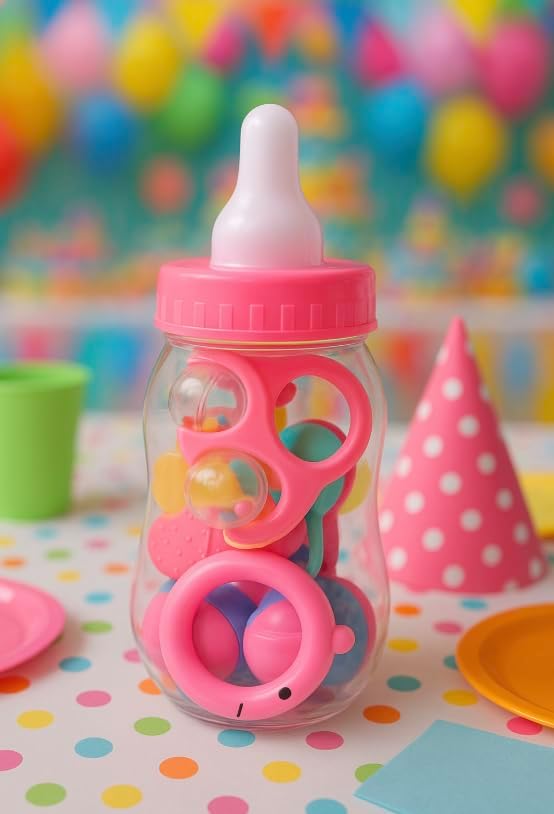 Jumbo Pink Plastic Baby Bottle Fillable Centerpiece
