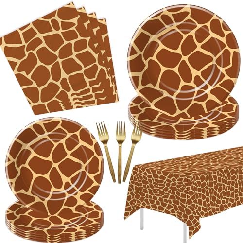 Giraffe Print Party Tableware Set for 24 Guests