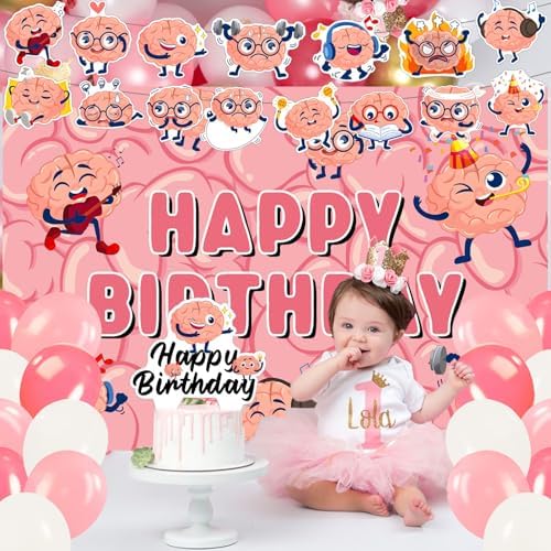 59 Pcs Brain Themed Birthday Party Decor Set