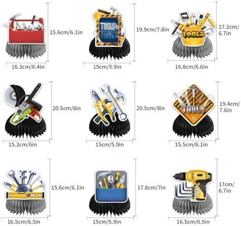 9 PCS Tools Honeycomb Centerpieces for Party Decorations