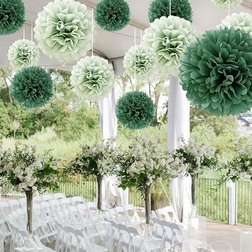 20 Piece Sage Green Tissue Paper Pom Poms Decorations