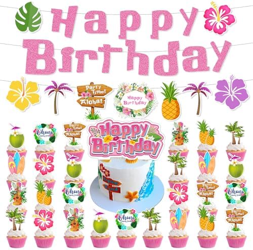 Pink Blue Cartoon Birthday Party Decor Kit
