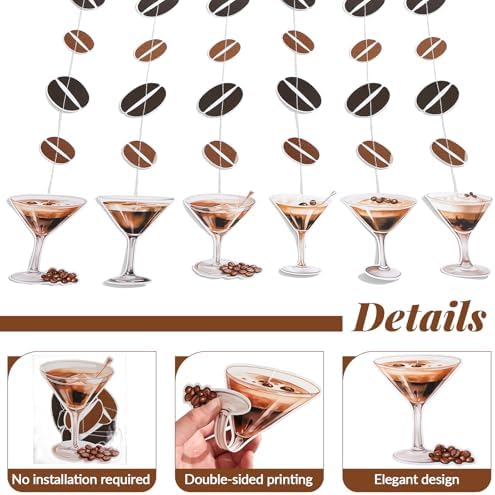 Yeaqee 6 Pcs Espresso Martini Garland Banners